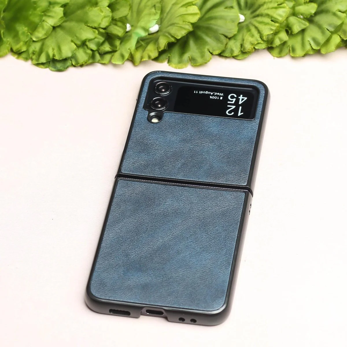 Blue Leather Case for Samsung Galaxy Z FLIP 3 - Image 2