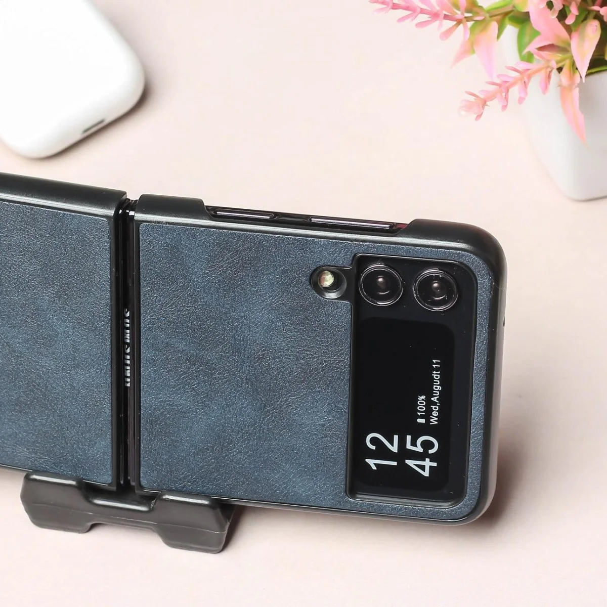 Blue Leather Case for Samsung Galaxy Z FLIP 3 - Image 4