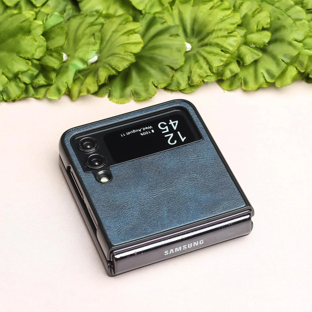 Blue Leather Case for Samsung Galaxy Z FLIP 4 - Image 3