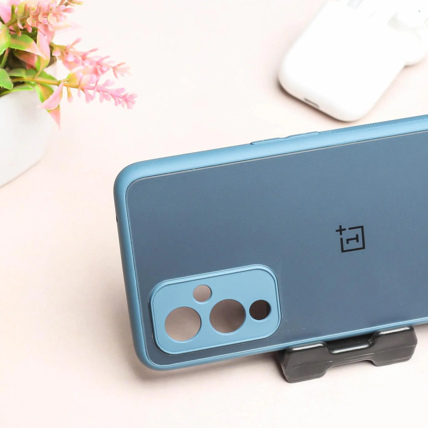 Blue Matte Fiber Silicone case for Oneplus 9 - Image 3