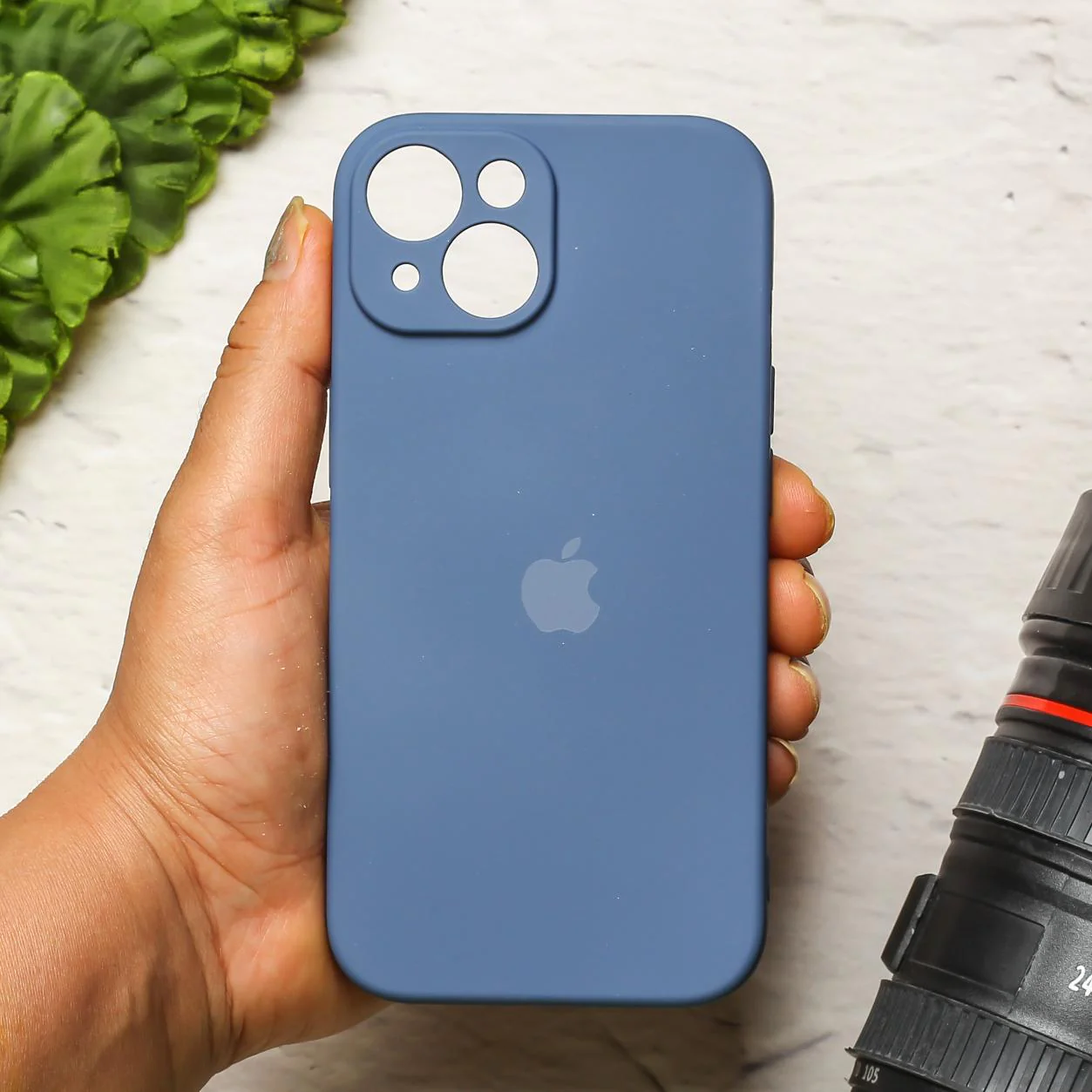 Blue Original Camera Safe Silicone case for Apple iphone 14 Plus