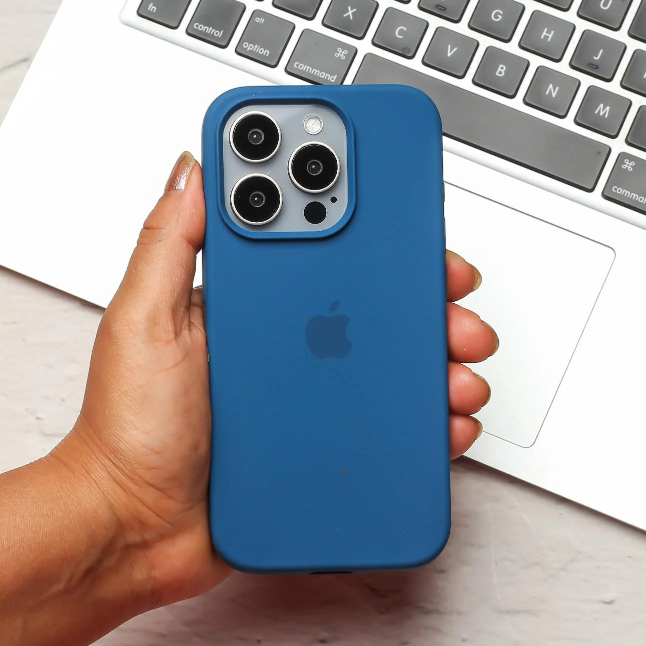 Blue Original Silicone case for Apple iphone 16 Pro Max