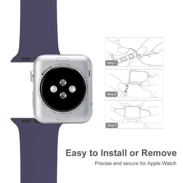 Blue Plain Silicone Strap For Apple Watch Series 2 (38mm/40mm/41mm) - Image 3