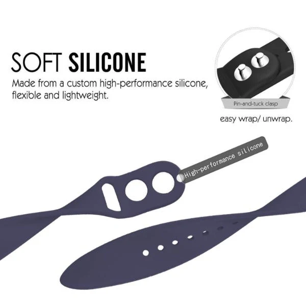 Blue Plain Silicone Strap For Watch Series 7 (42mm/44mm/45mm/46mm/49mm) - Image 4