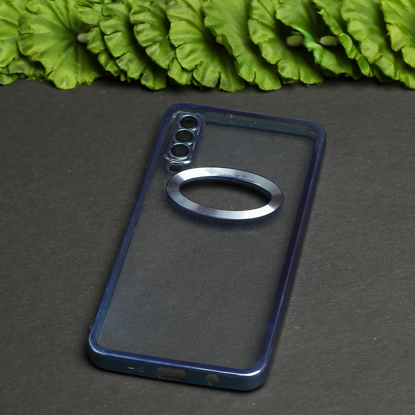 Blue 6D Logo Cut Transparent Case for Samsung A7 2018 - Image 2