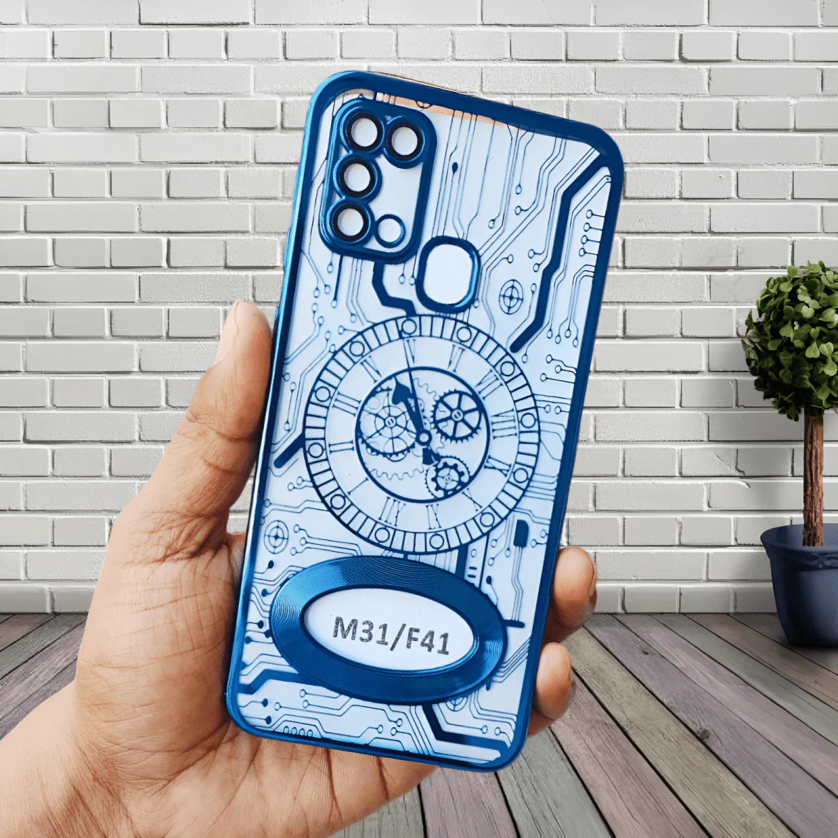Blue Watch Machine Logo Cut Transparent Case for Samsung M30s