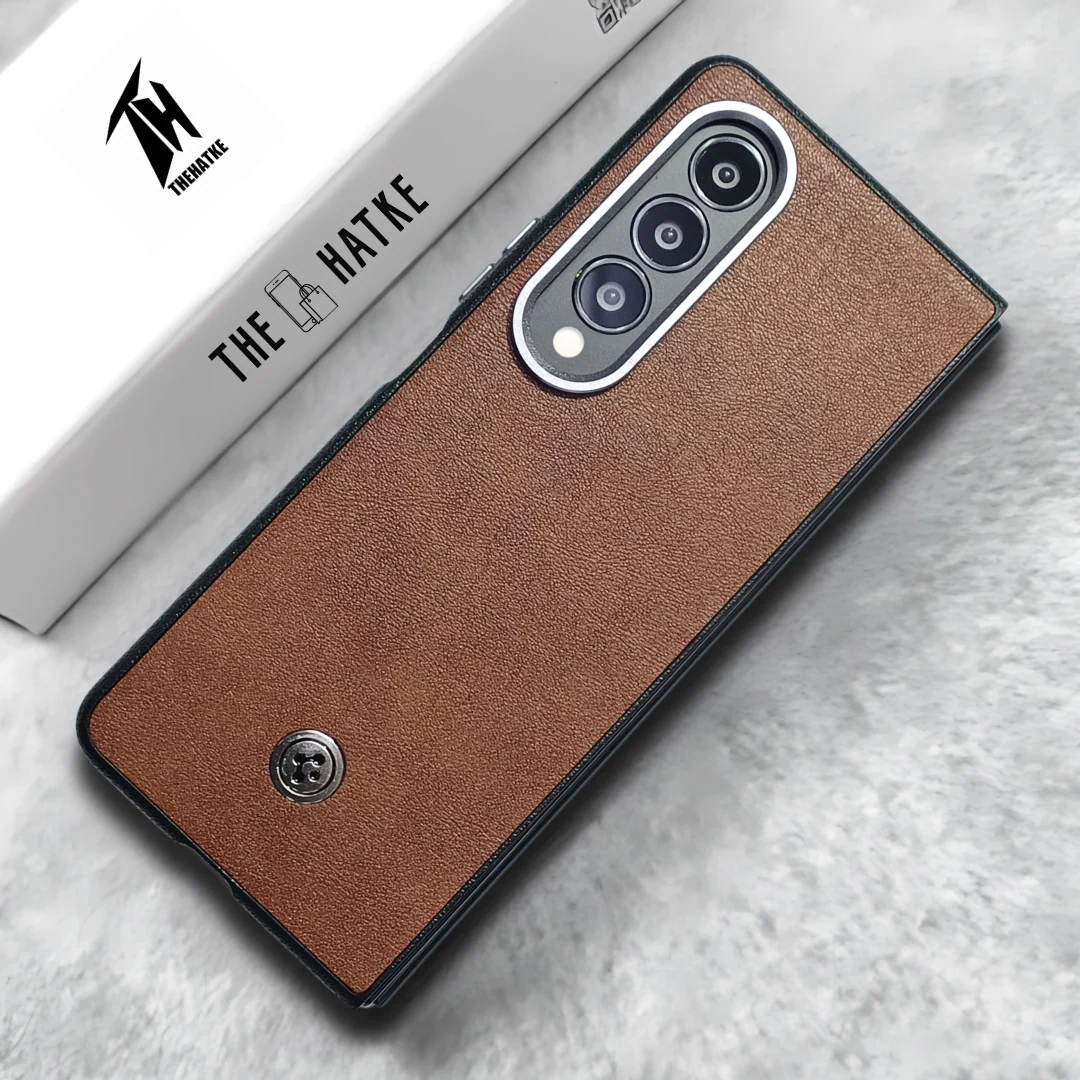 Brown Classy Leather Case for Samsung Galaxy Z Fold 4 - Image 2
