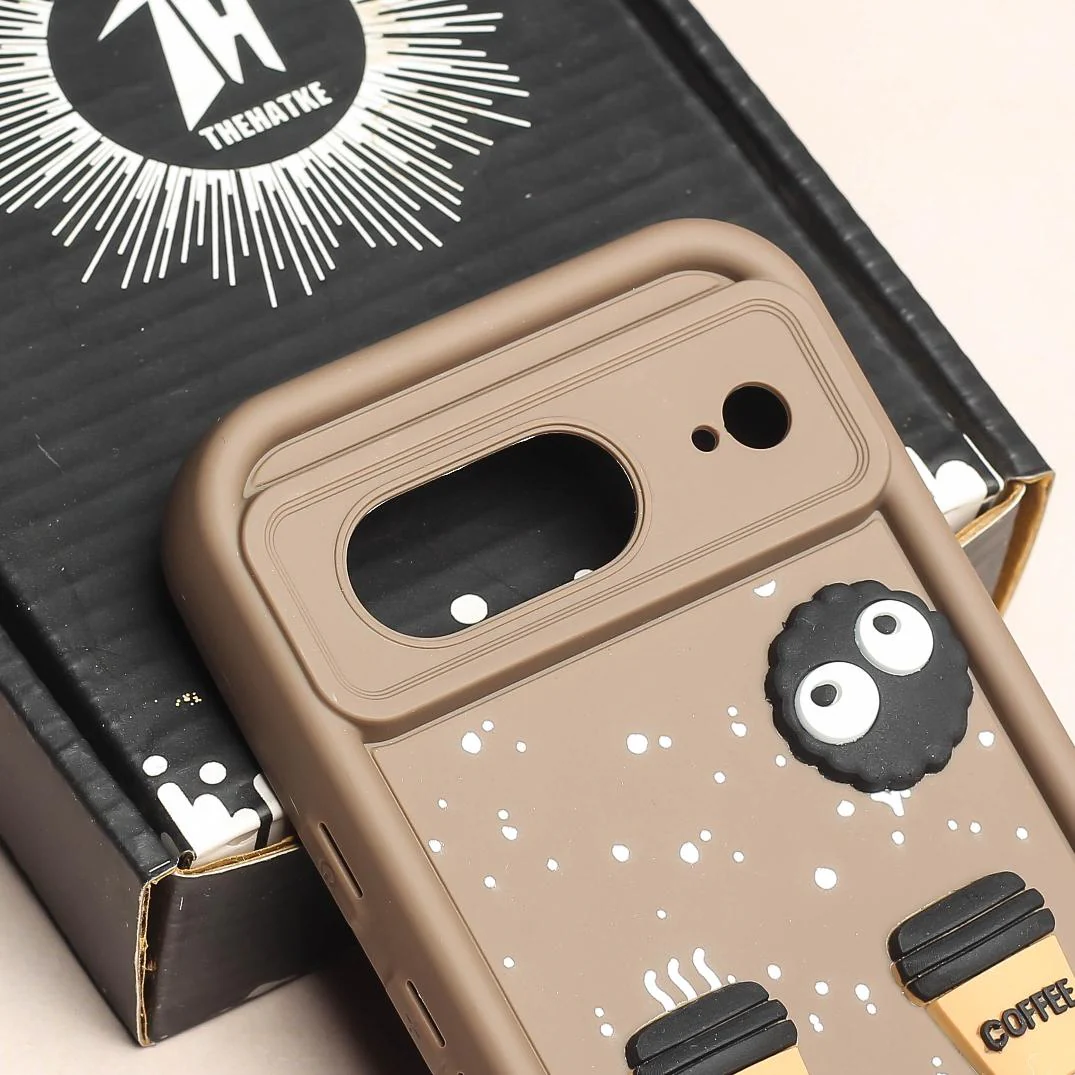 Brown COFFEE (ALWAYS HAPPY) Silicone case for Google Pixel 7 - Image 4
