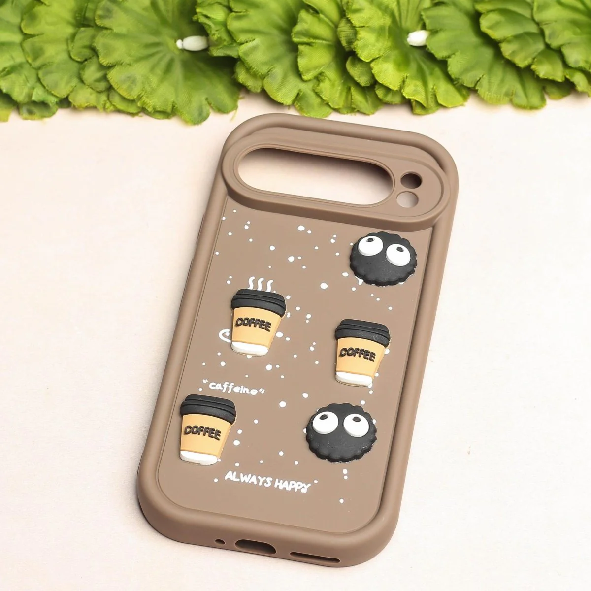 Brown COFFEE (ALWAYS HAPPY) Silicone case for Google Pixel 8 Pro - Image 2