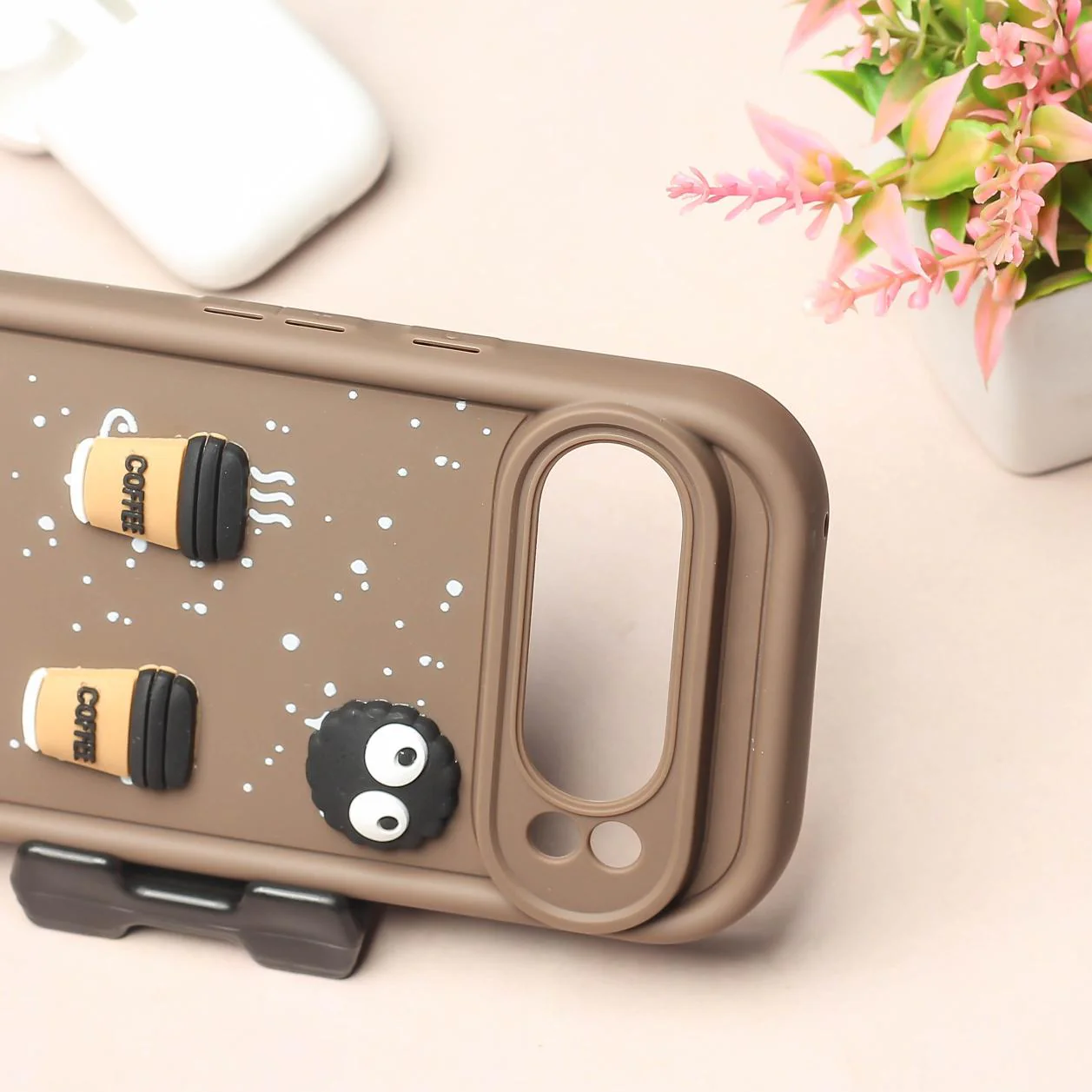 Brown COFFEE (ALWAYS HAPPY) Silicone case for Google Pixel 8 Pro - Image 3