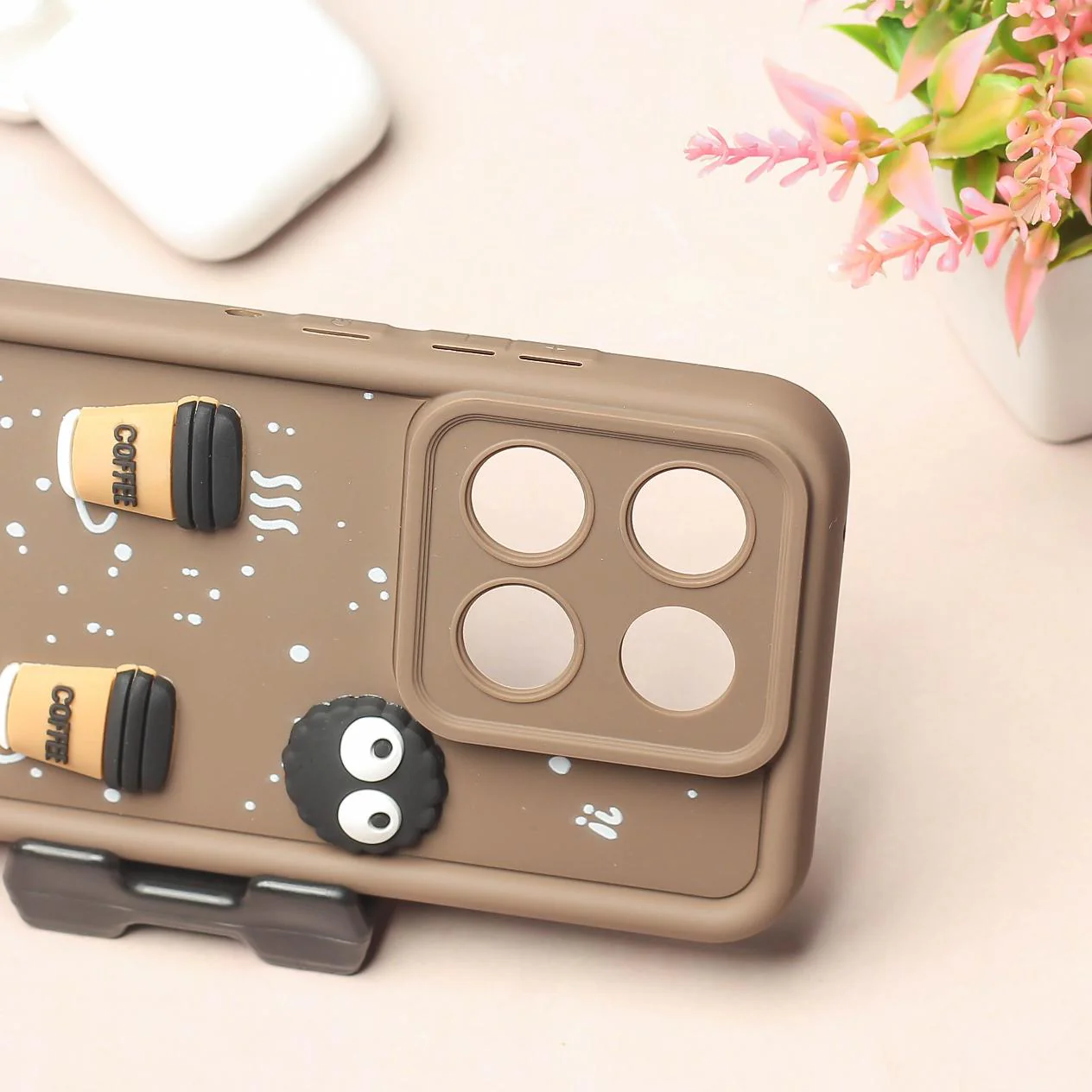 Brown COFFEE (ALWAYS HAPPY) Silicone case for Motorola Edge 60 Fusion - Image 4