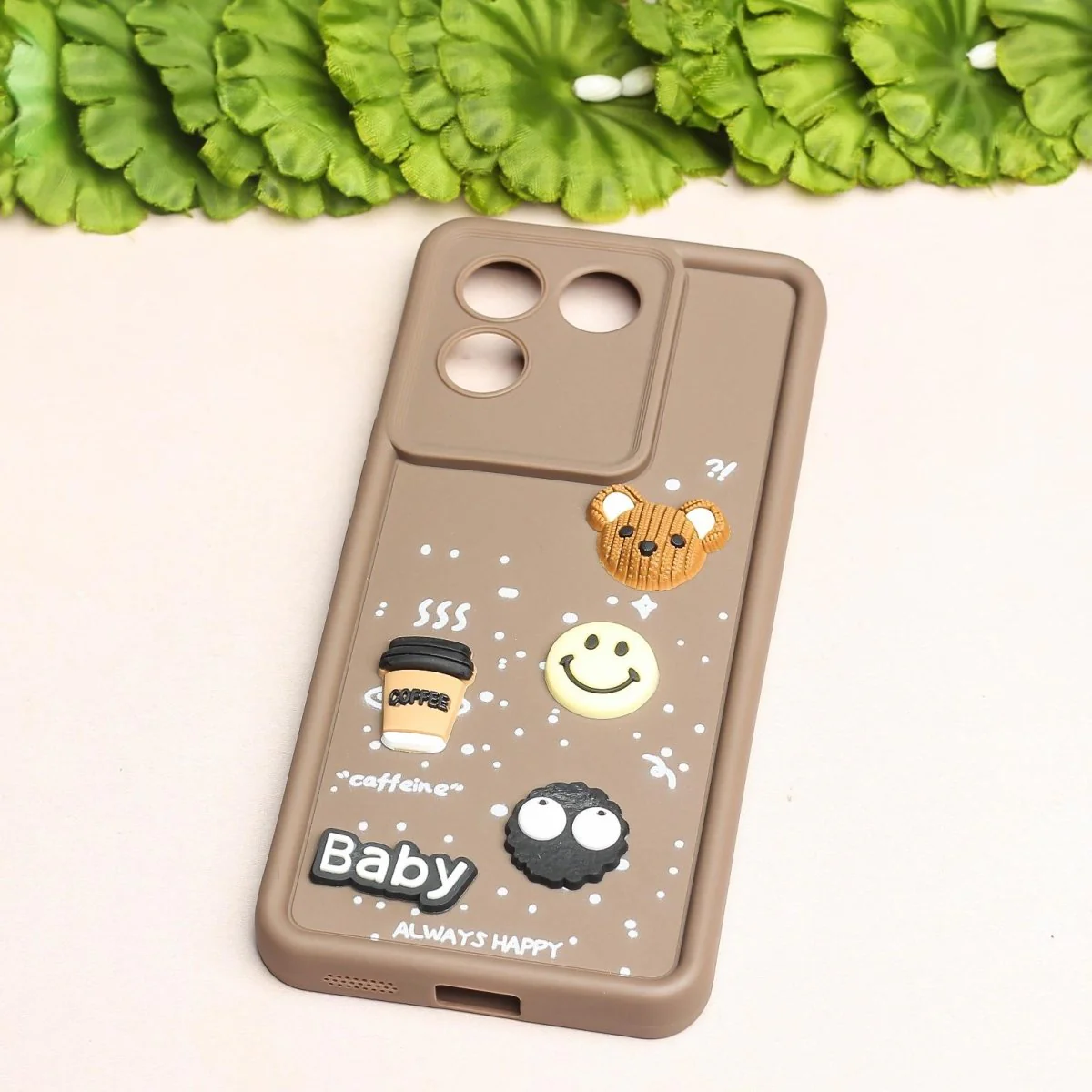 Brown COFFEE (ALWAYS HAPPY) Silicone case for Vivo T2 Pro - Image 2