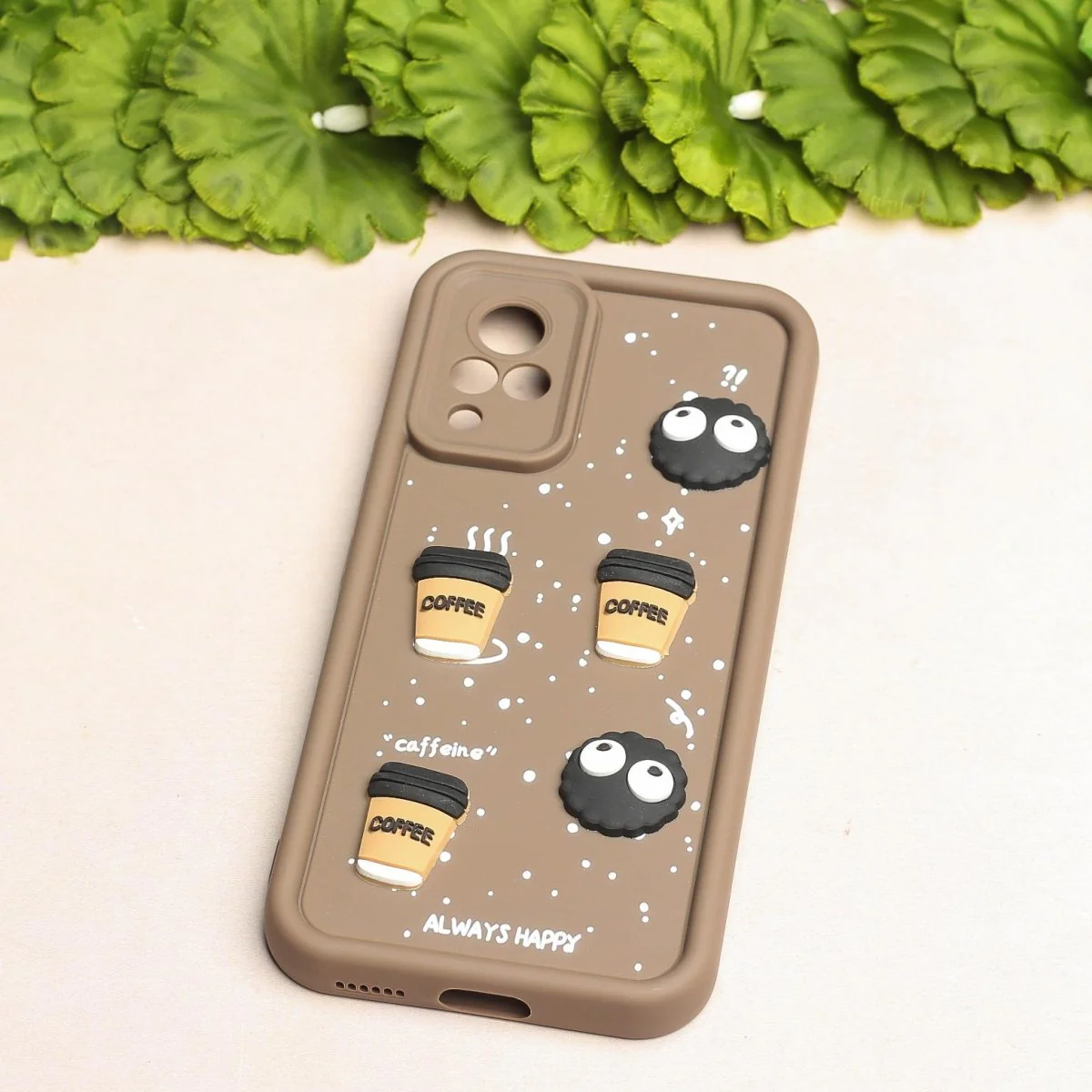 Brown COFFEE (ALWAYS HAPPY) Silicone case for Vivo V21 - Image 2
