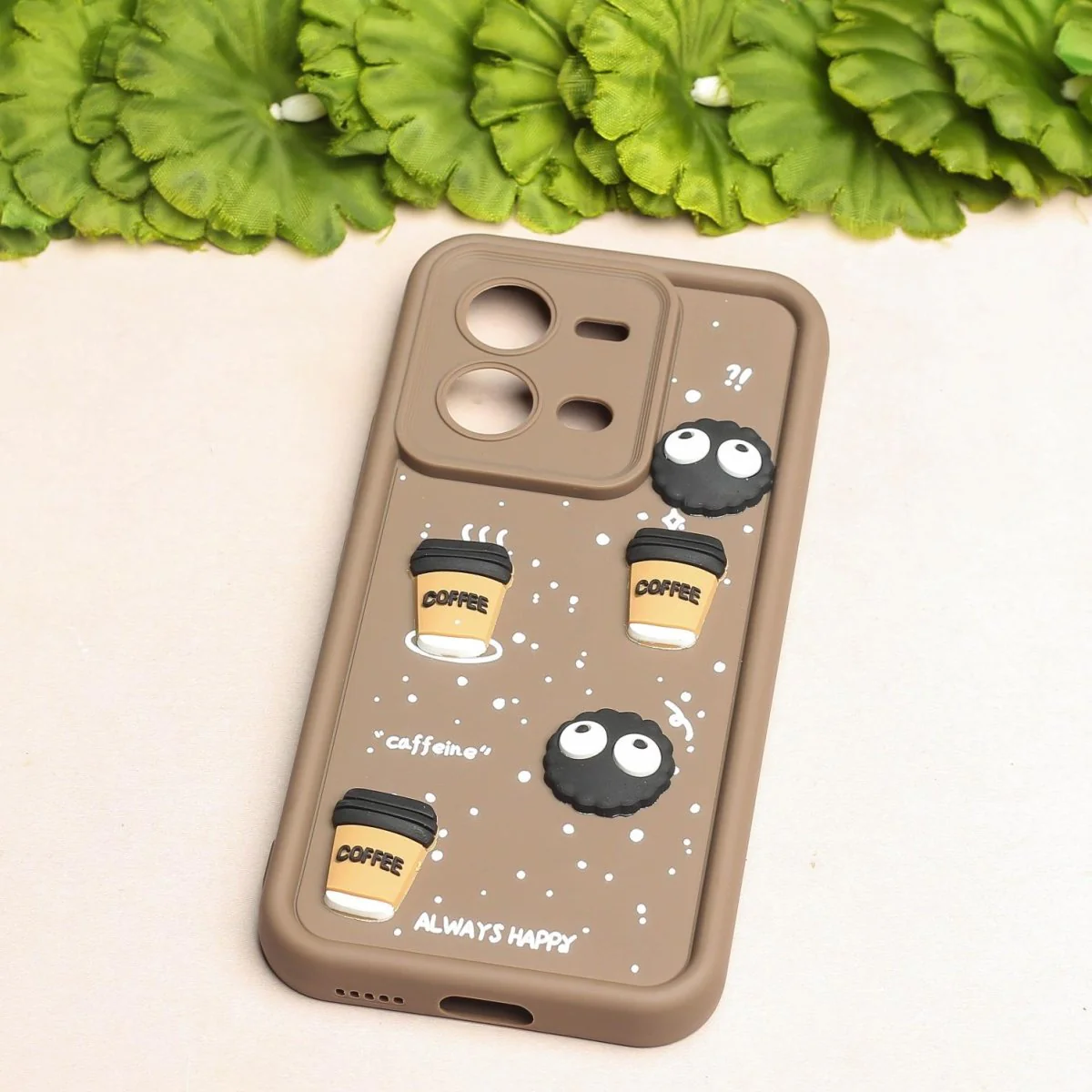 Brown COFFEE (ALWAYS HAPPY) Silicone case for Vivo V25 - Image 2