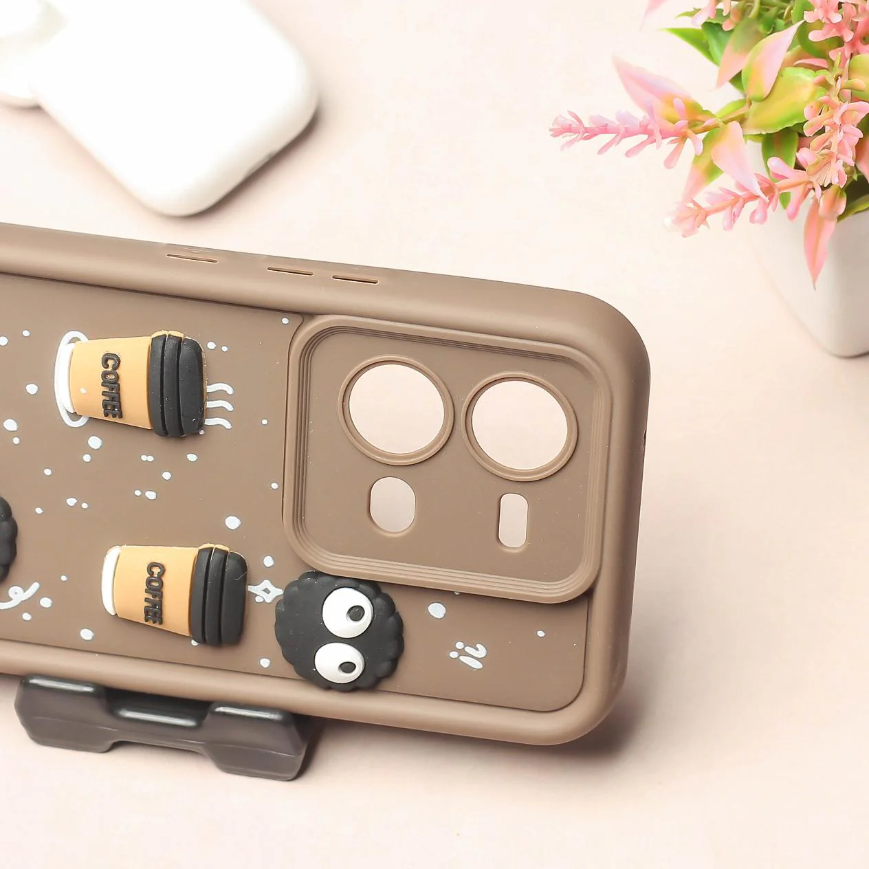 Brown COFFEE (ALWAYS HAPPY) Silicone case for Vivo V25 - Image 3