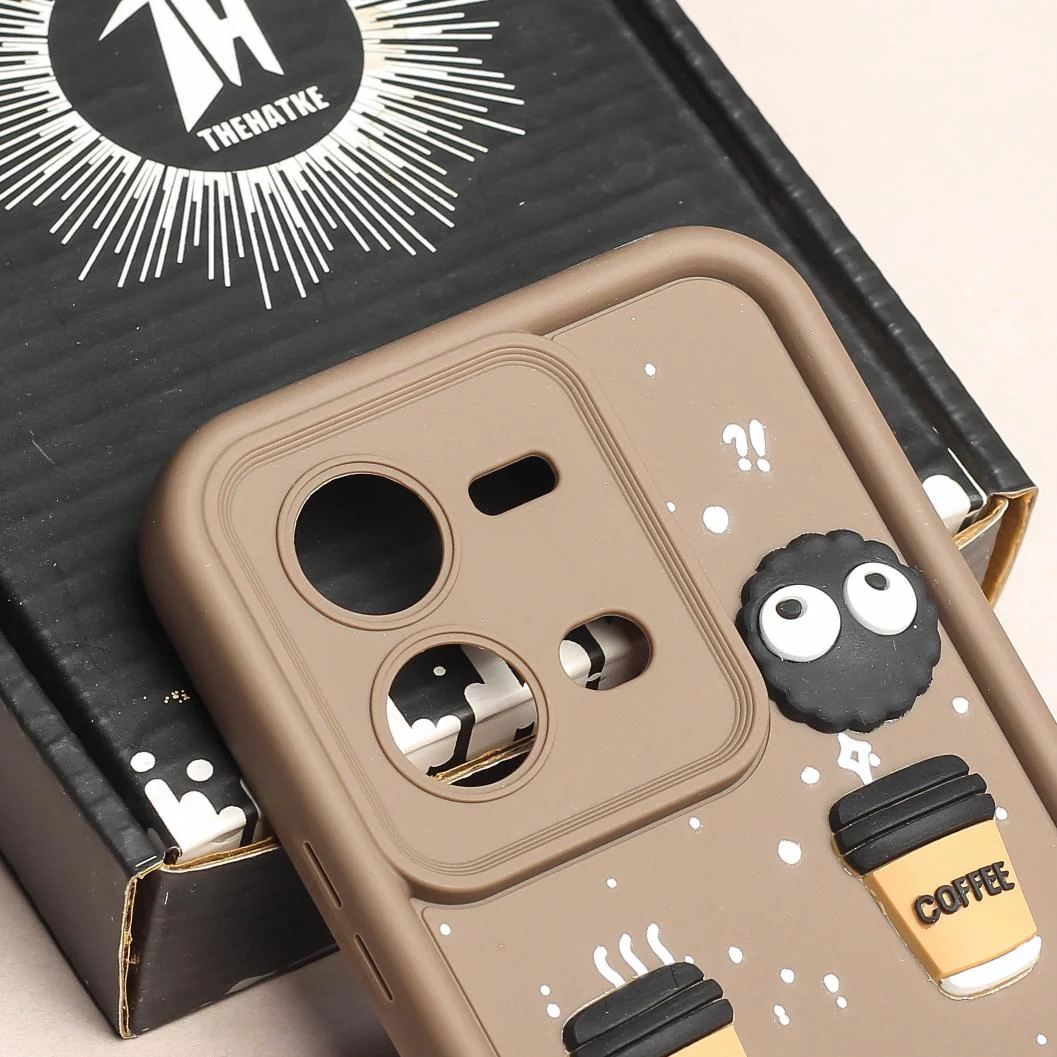 Brown COFFEE (ALWAYS HAPPY) Silicone case for Vivo V25 - Image 4