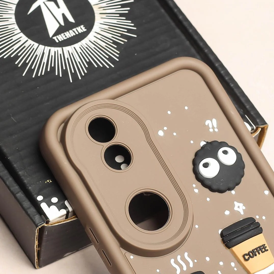 Brown COFFEE (ALWAYS HAPPY) Silicone case for Vivo V50 - Image 4