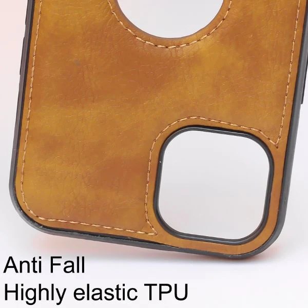 Puloka Brown Logo cut Leather silicone case for Apple iPhone 11 - Image 3