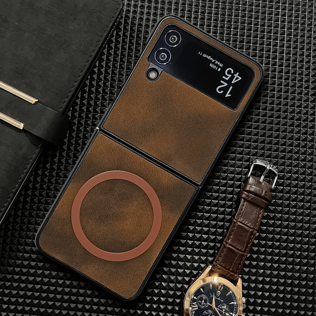 Brown Magsafe Leather Case for Samsung Galaxy Z FLIP 4