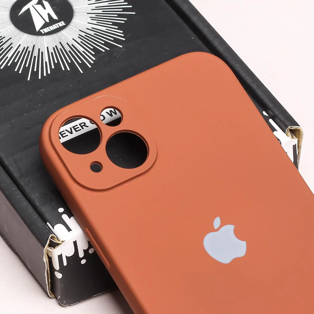 Brown Original Camera Safe Silicone case for Apple iphone 15 Plus - Image 4