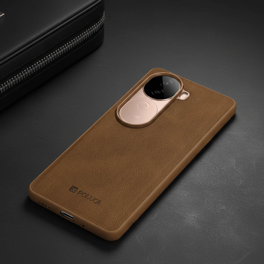 Brown Standard Leather Case for Vivo V40e