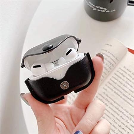 Button Black Leather Case For Apple Airpods 3 - Image 2