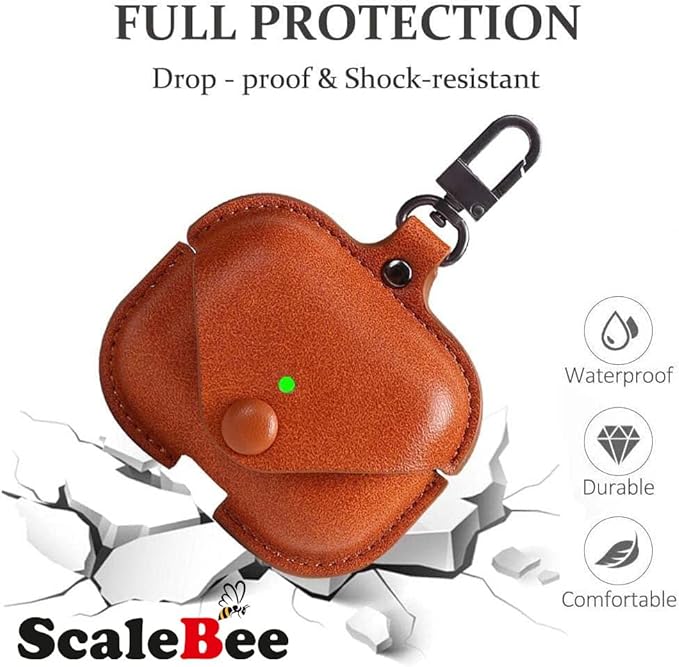 Button Brown Leather Case For Apple Airpods Pro 3 - Image 3