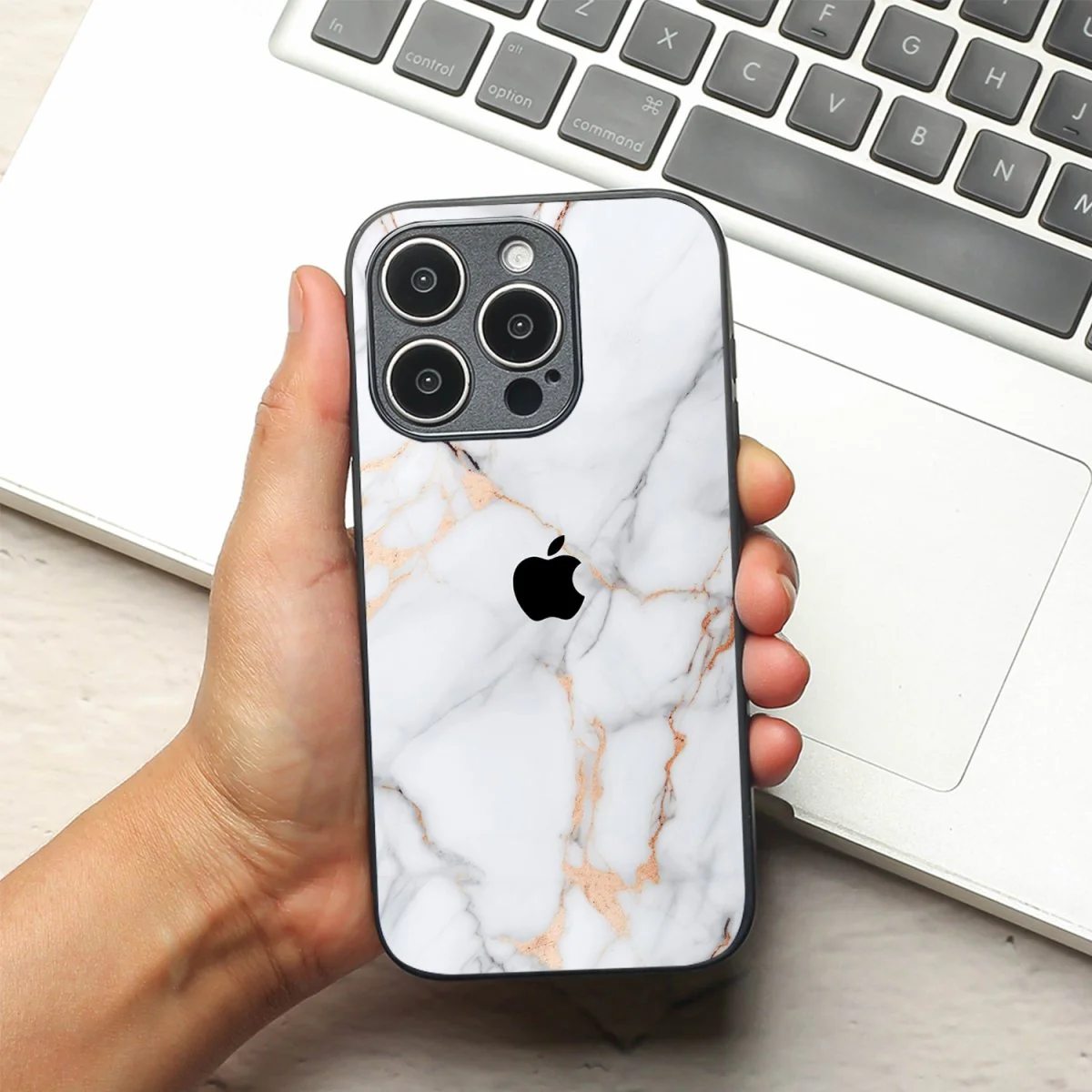 Copper Luxe Marble metal back case for Apple Iphone 15 Pro Max