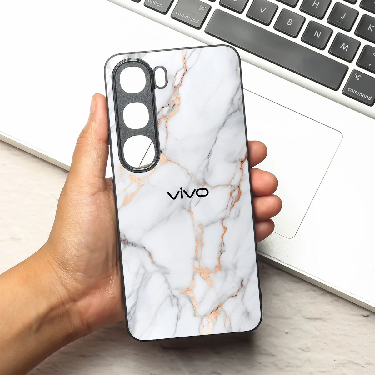 Copper Luxe Marble metal back case for Vivo Y300