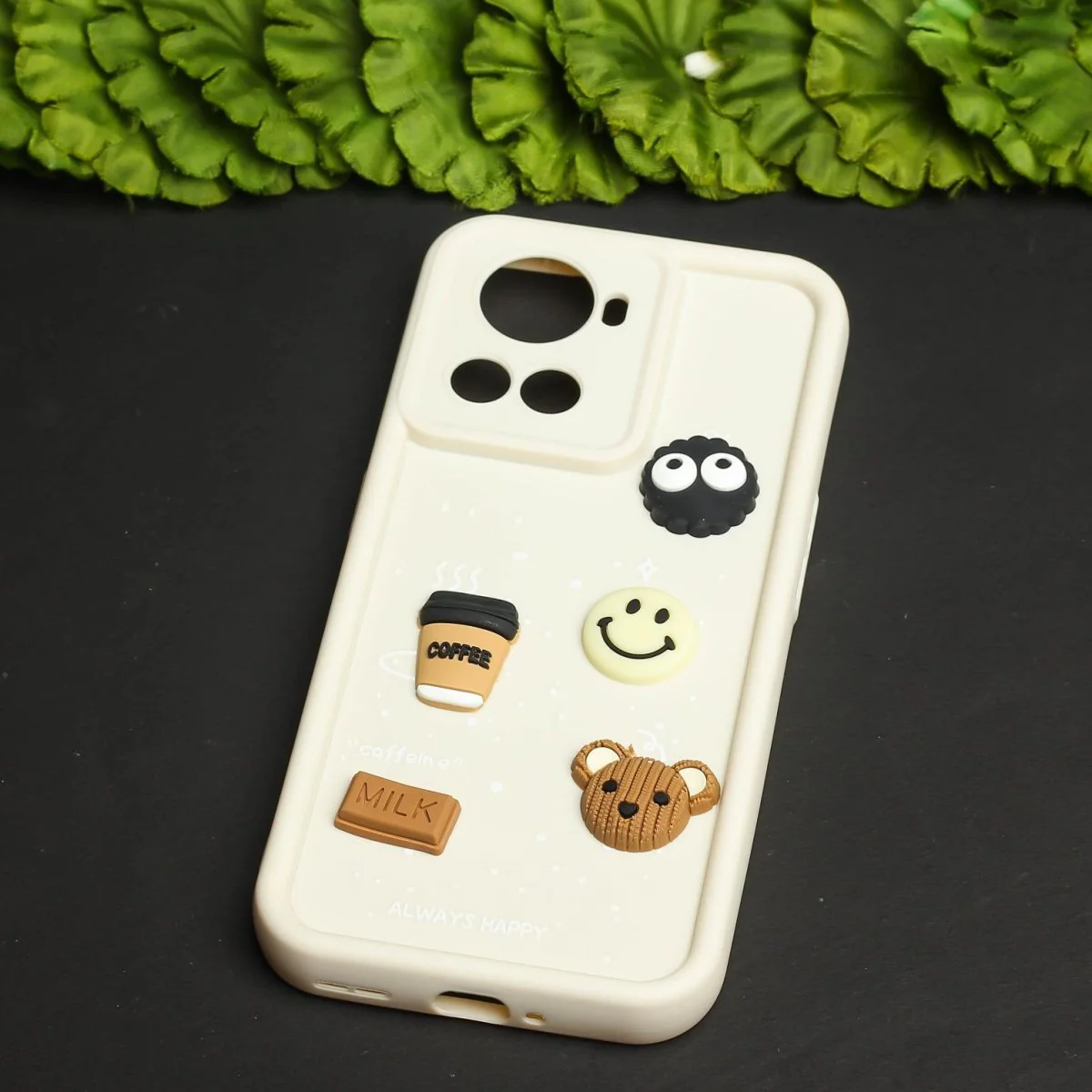 Cream COFFEE (ALWAYS HAPPY) Silicone case for Oneplus 10R - Image 2
