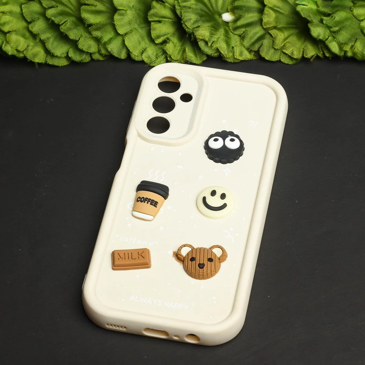 Cream COFFEE (ALWAYS HAPPY) Silicone case for Samsung A35 - Image 2