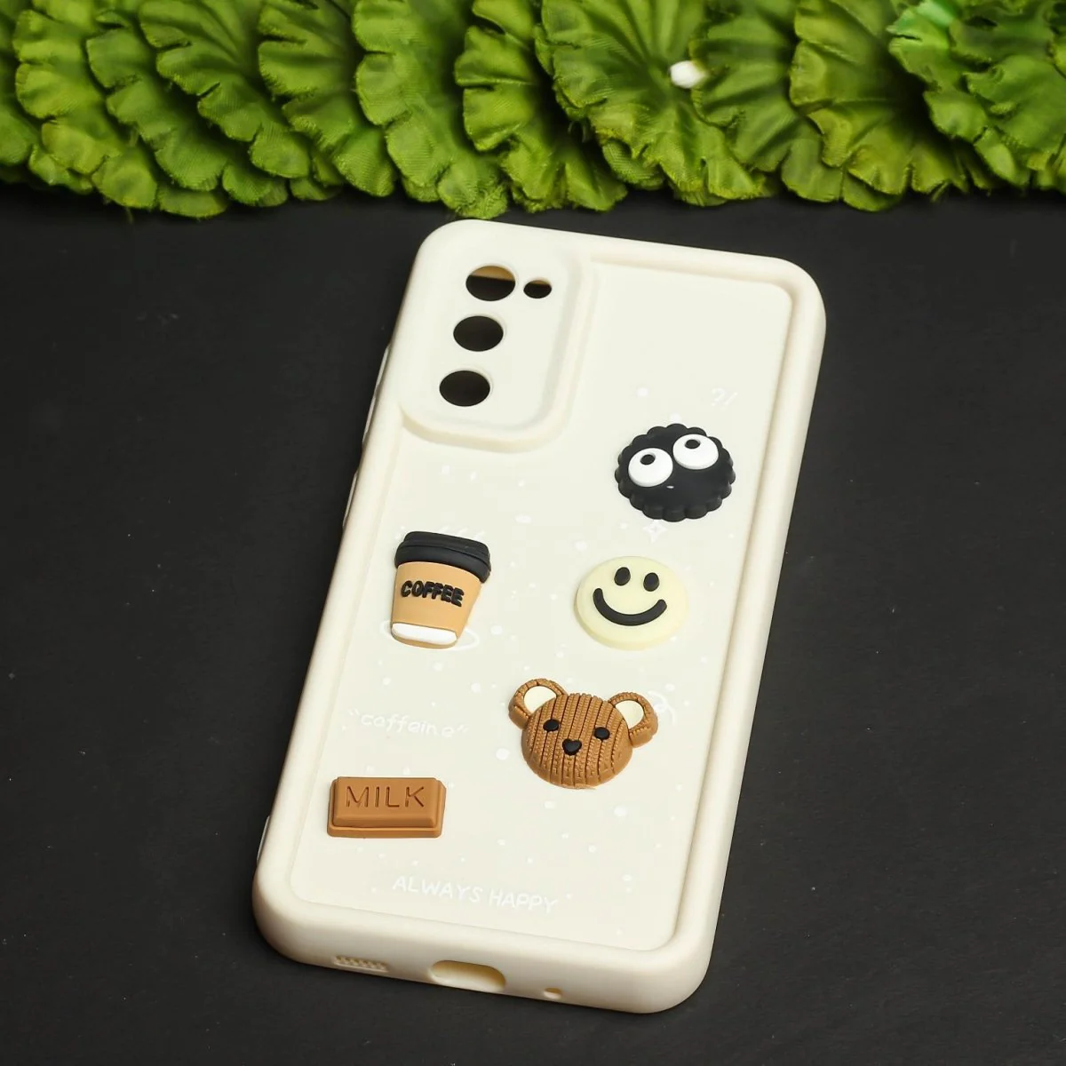 Cream COFFEE (ALWAYS HAPPY) Silicone case for Samsung S20 FE - Image 2