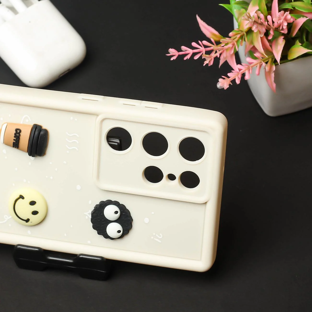 Cream COFFEE (ALWAYS HAPPY) Silicone case for Samsung S23 Ultra - Image 3