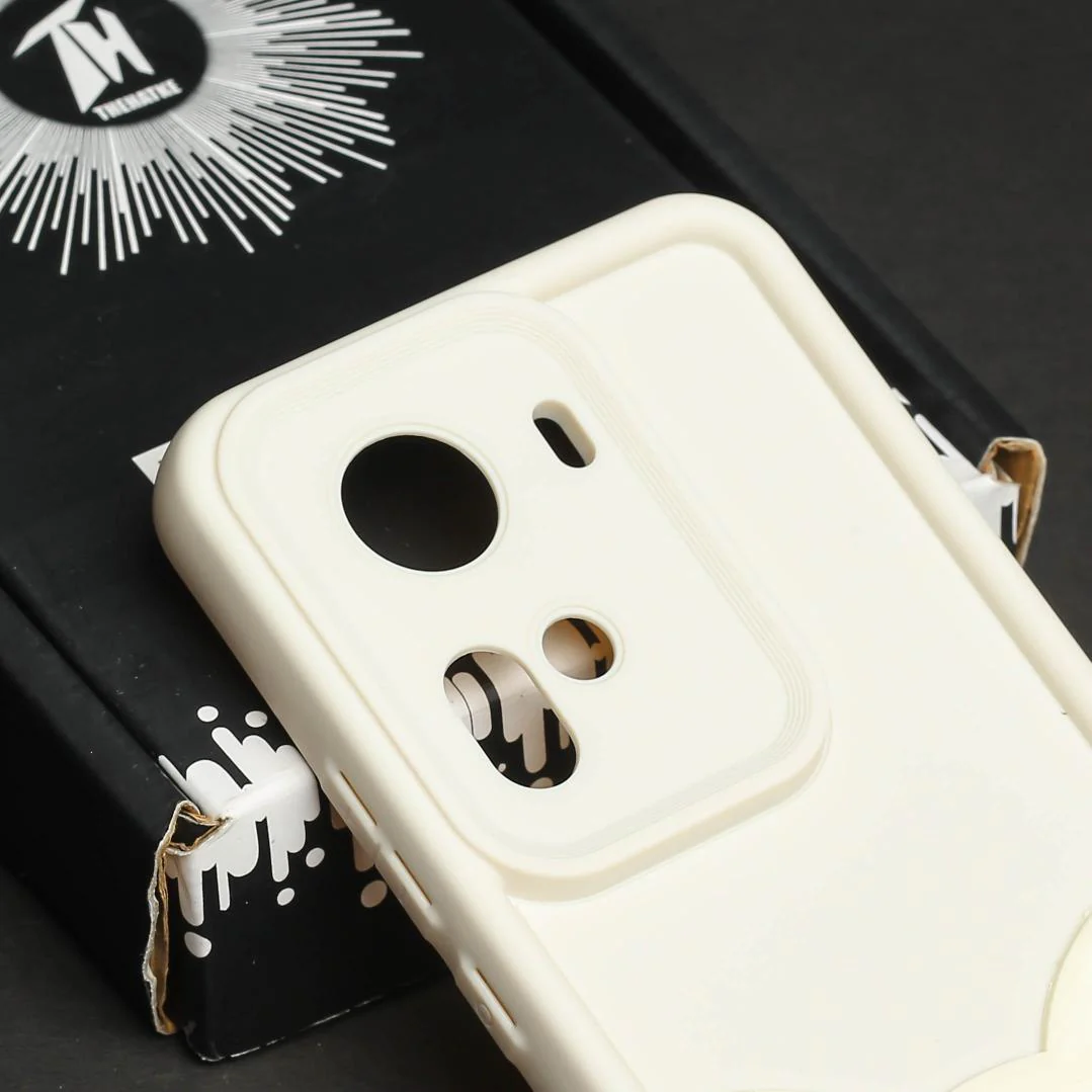 Cream Cute Cat Silicone case for Oppo Reno 11 - Image 4