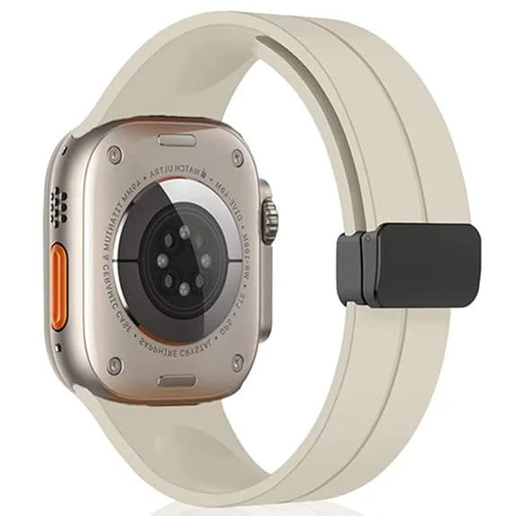 Cream Magnetic Clasp Adjustable Strap For Apple Watch SERIES SE 2020 (42mm/44mm/45mm/46mm/49mm) - Image 2