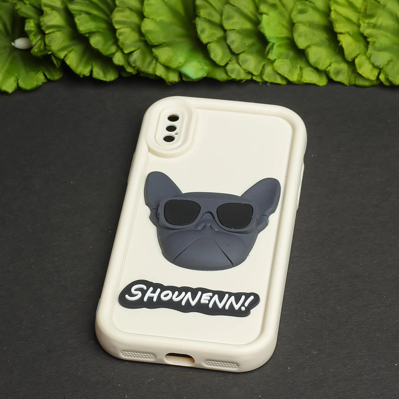Cream SHOUNENN BLACK BULLDOG  Silicone case for Apple iphone X/Xs - Image 2