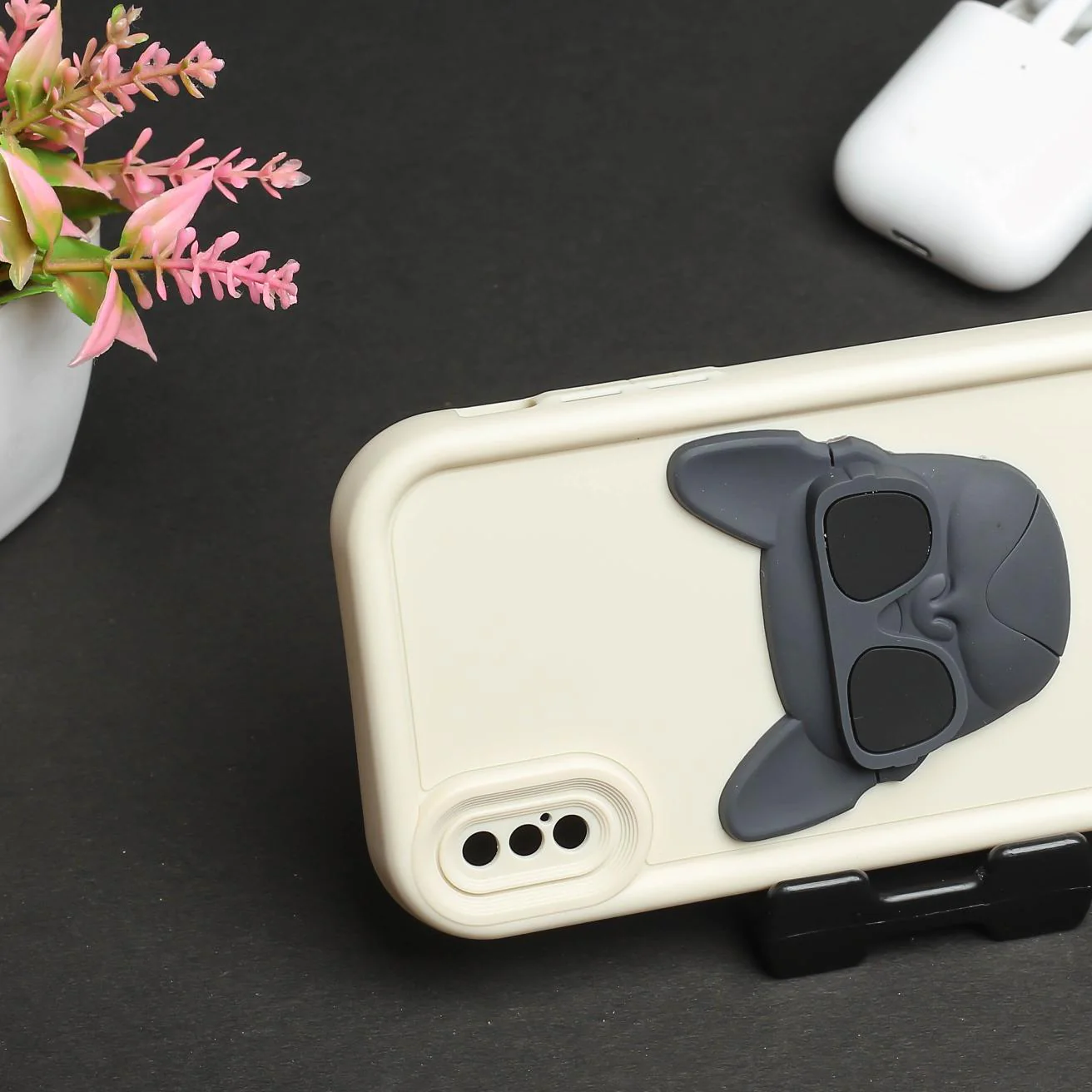 Cream SHOUNENN BLACK BULLDOG  Silicone case for Apple iphone X/Xs - Image 3