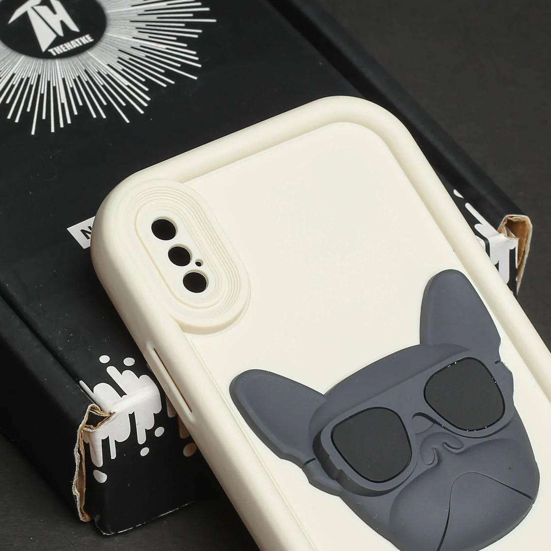 Cream SHOUNENN BLACK BULLDOG  Silicone case for Apple iphone X/Xs - Image 4