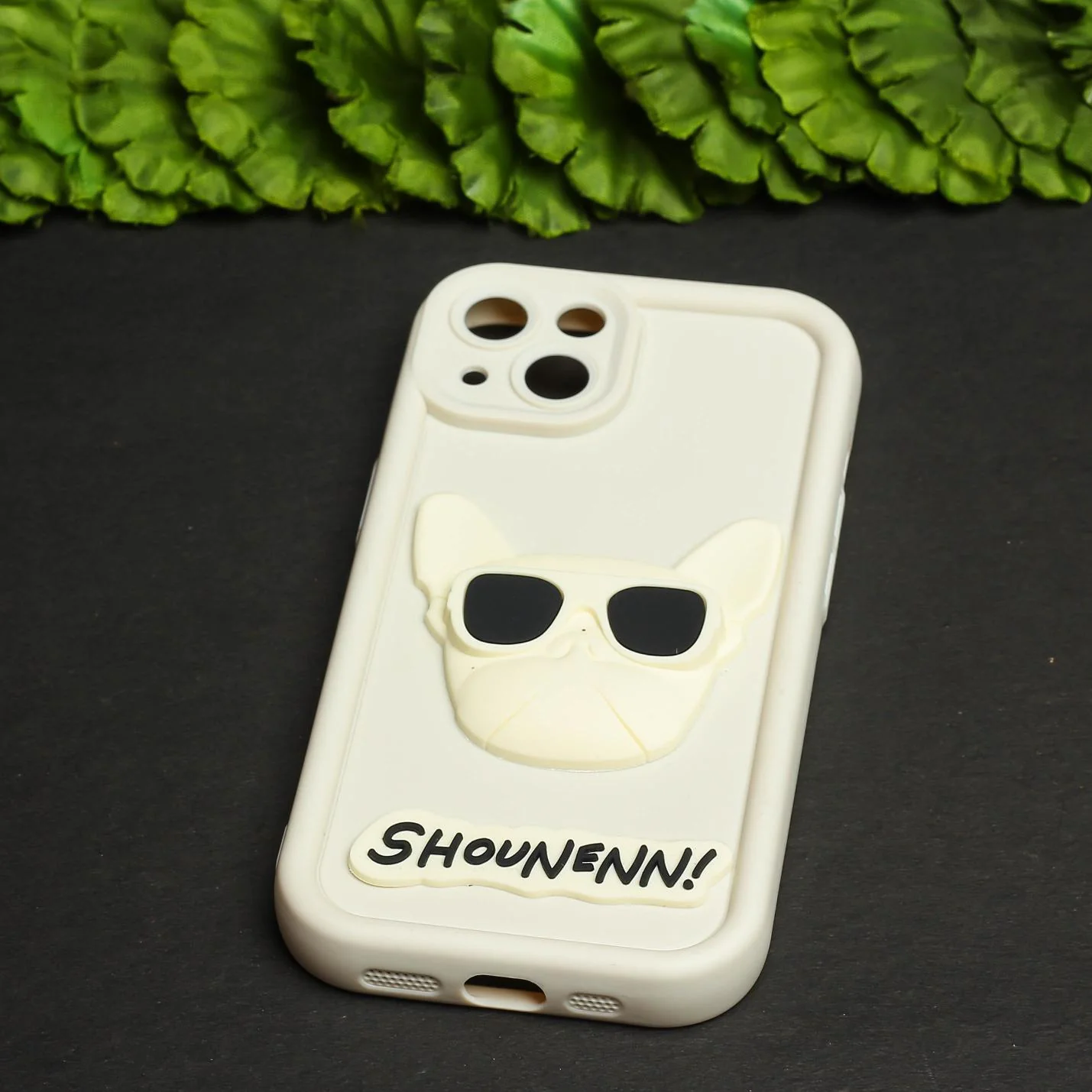 Cream SHOUNENN BULLDOG Silicone case for Apple iphone 15 - Image 2