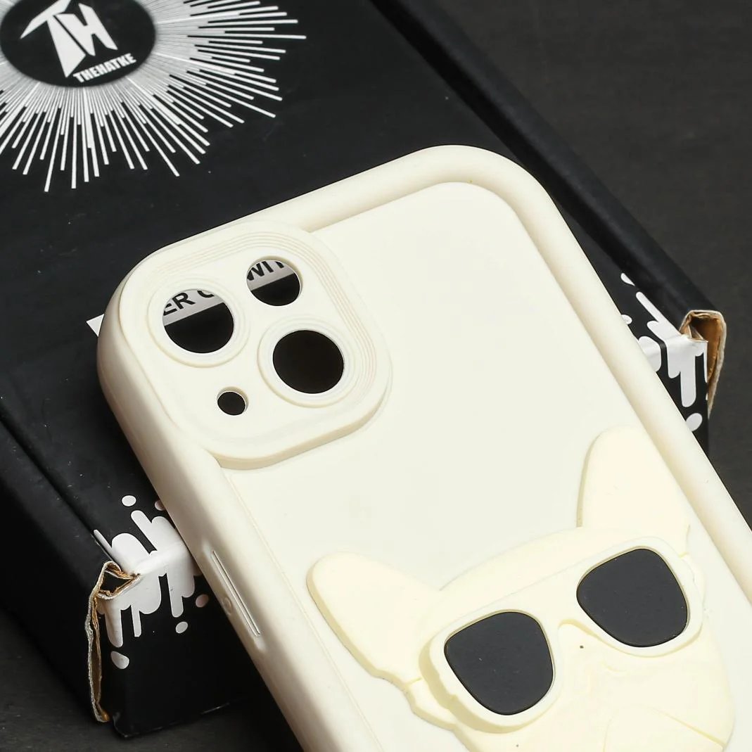 Cream SHOUNENN BULLDOG Silicone case for Apple iphone 15 - Image 4