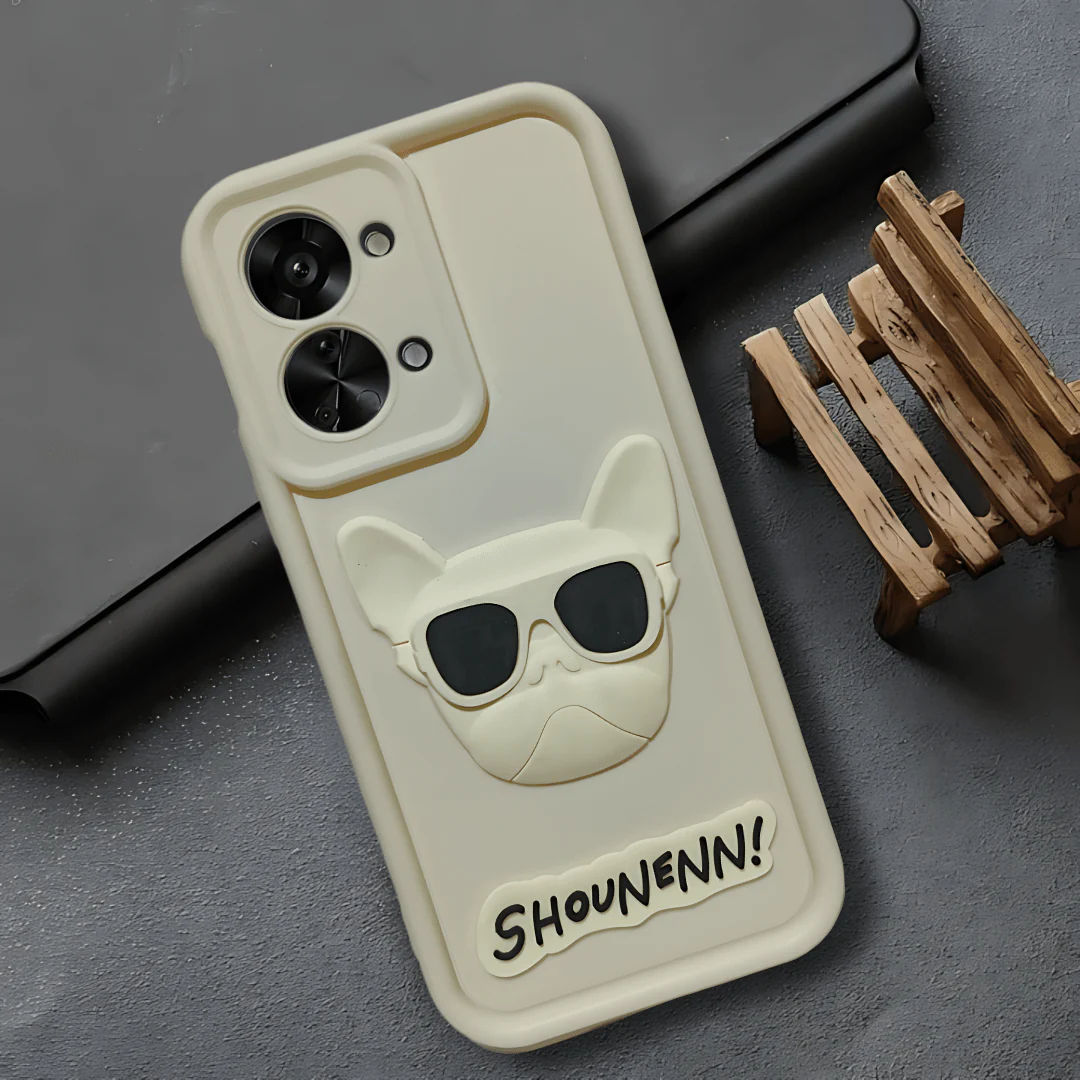 Cream SHOUNENN BULLDOG Silicone case for Oneplus Nord 2T