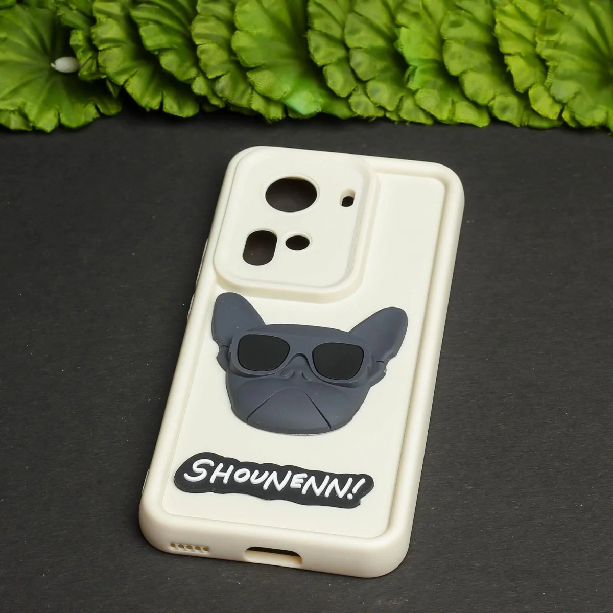 Cream SHOUNENN BLACK BULLDOG Silicone case for Oppo Reno 11 - Image 2