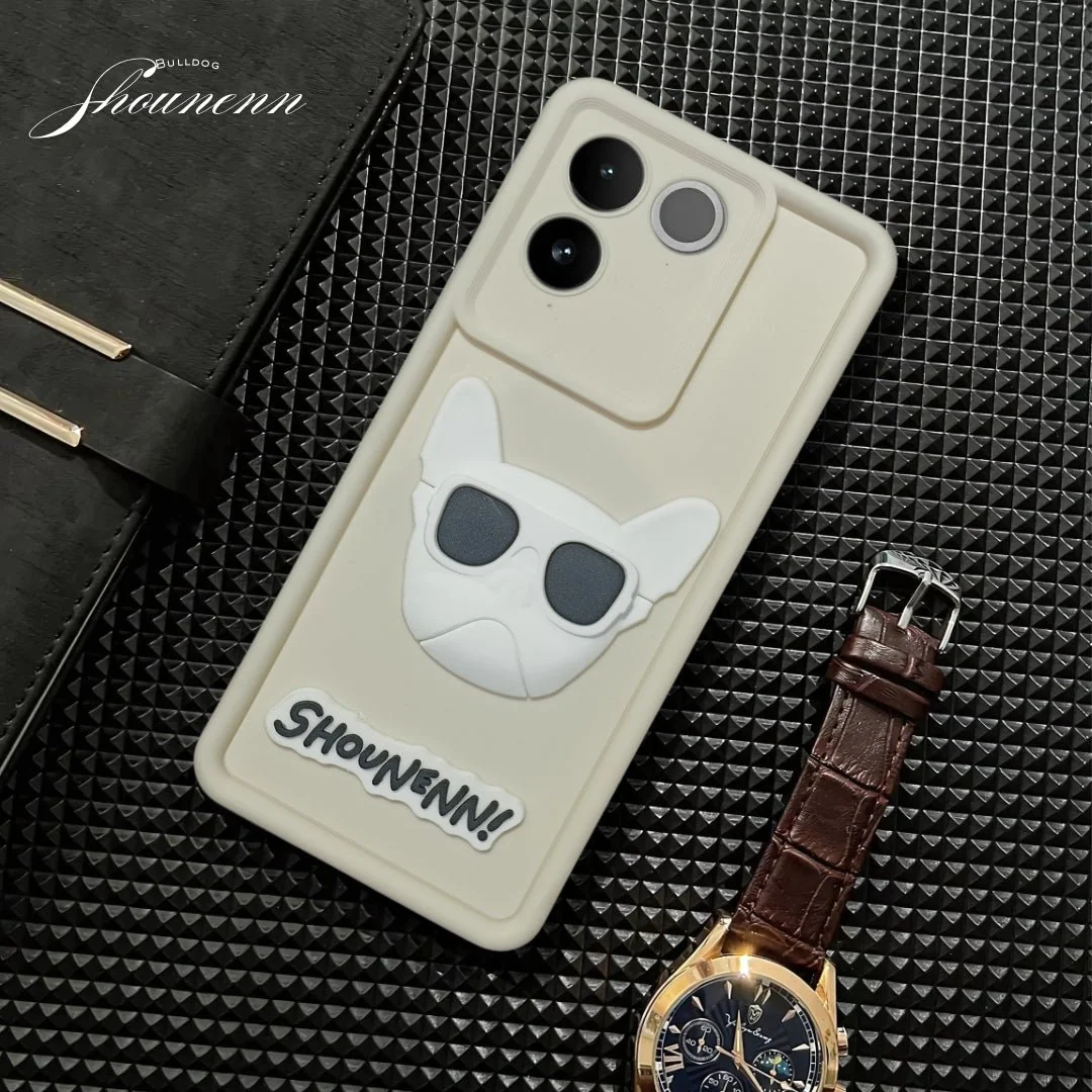 Cream SHOUNENN BULLDOG Silicone case for Vivo T2 Pro
