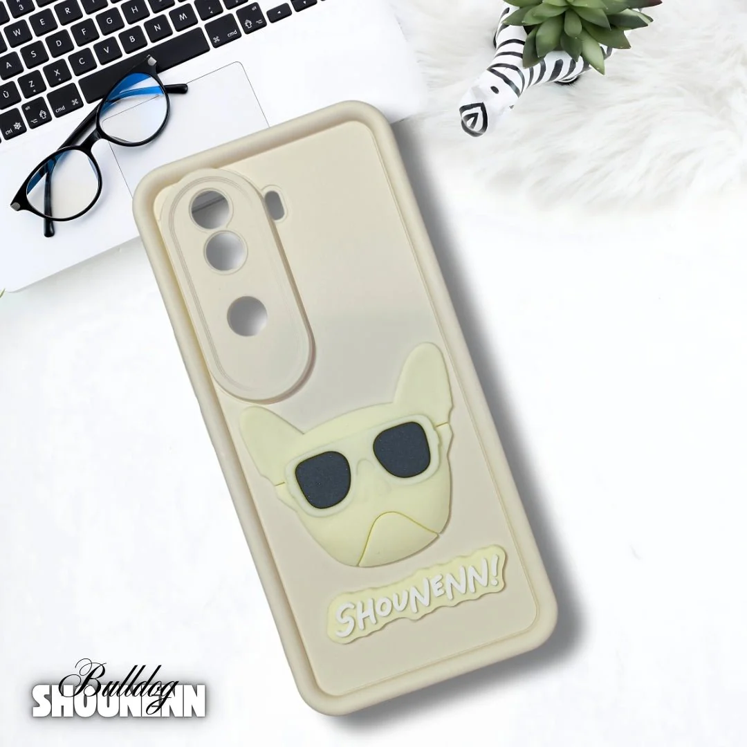Cream SHOUNENN BULLDOG Silicone case for Vivo V40E