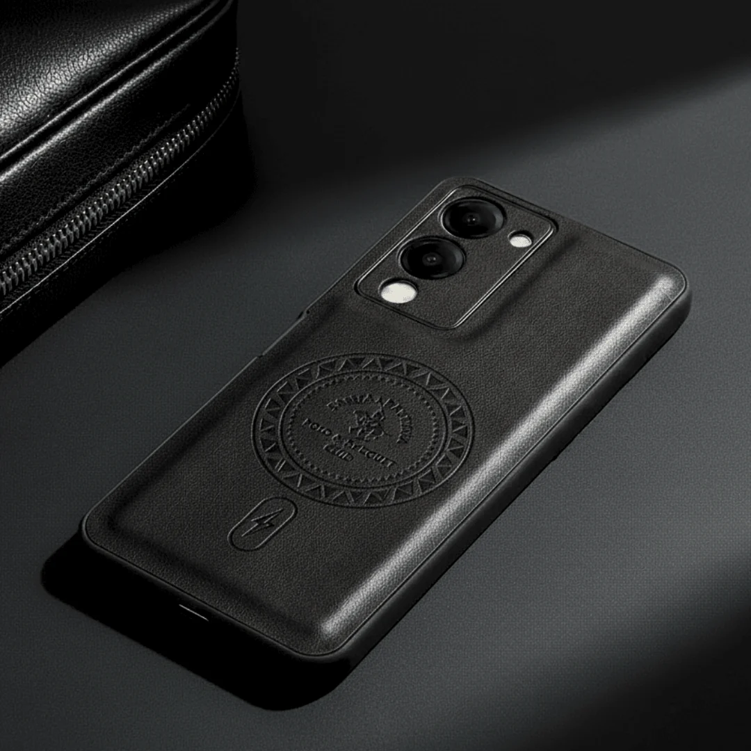 Crest Black Leather Case for Vivo Y19 5g