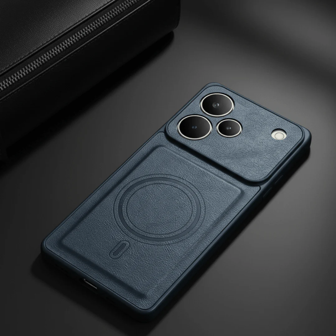 Crest Dark Blue Leather Case for Realme P4 Pro