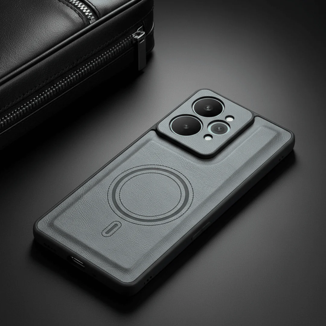 Crest Grey Leather Case for Realme 15