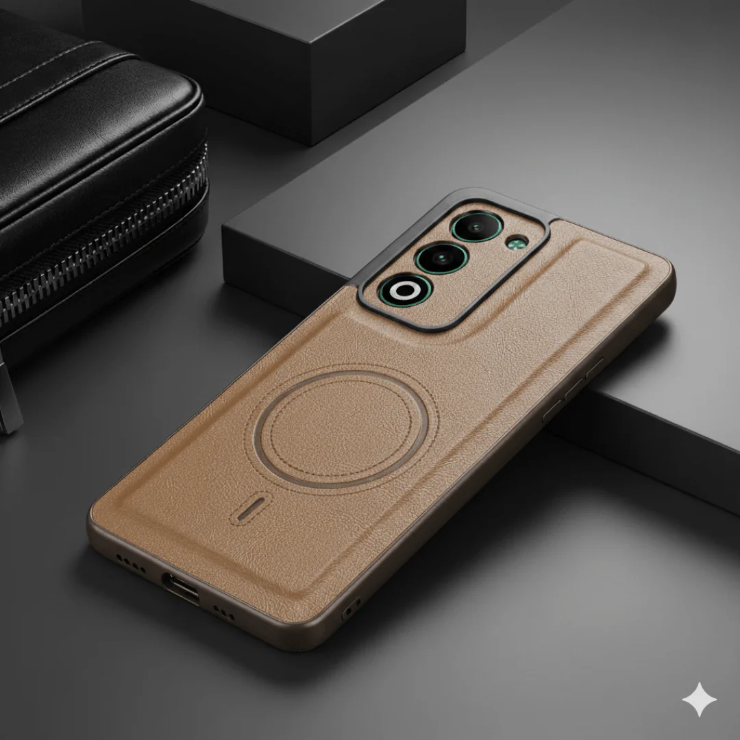 Crest Light Brown Leather Case for Oppo A5 5G