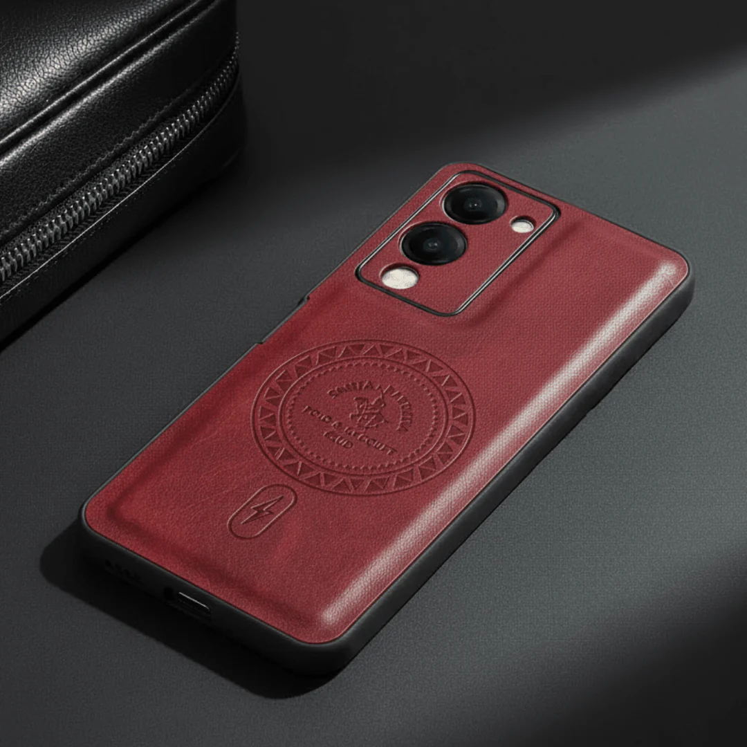 Crest Red Leather Case for Vivo Y19 5g