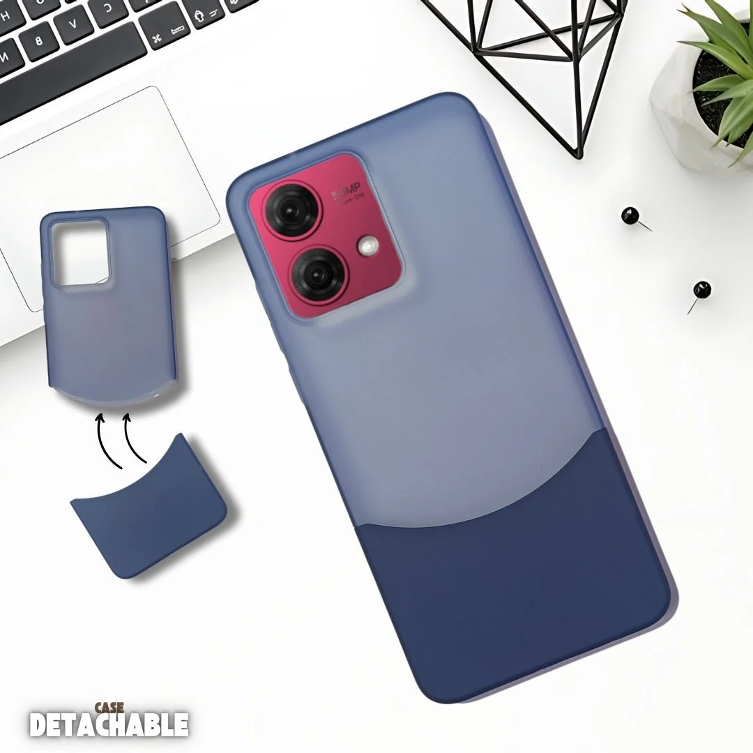 Dark Blue Detach Matte Case For Motorola G84